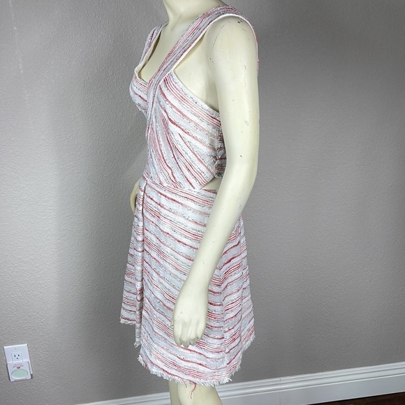 W118 by Walter Baker Mini Dress Tweed Candy Stripe Side Cut Out Sleeveless Sz M - Picture 4 of 12